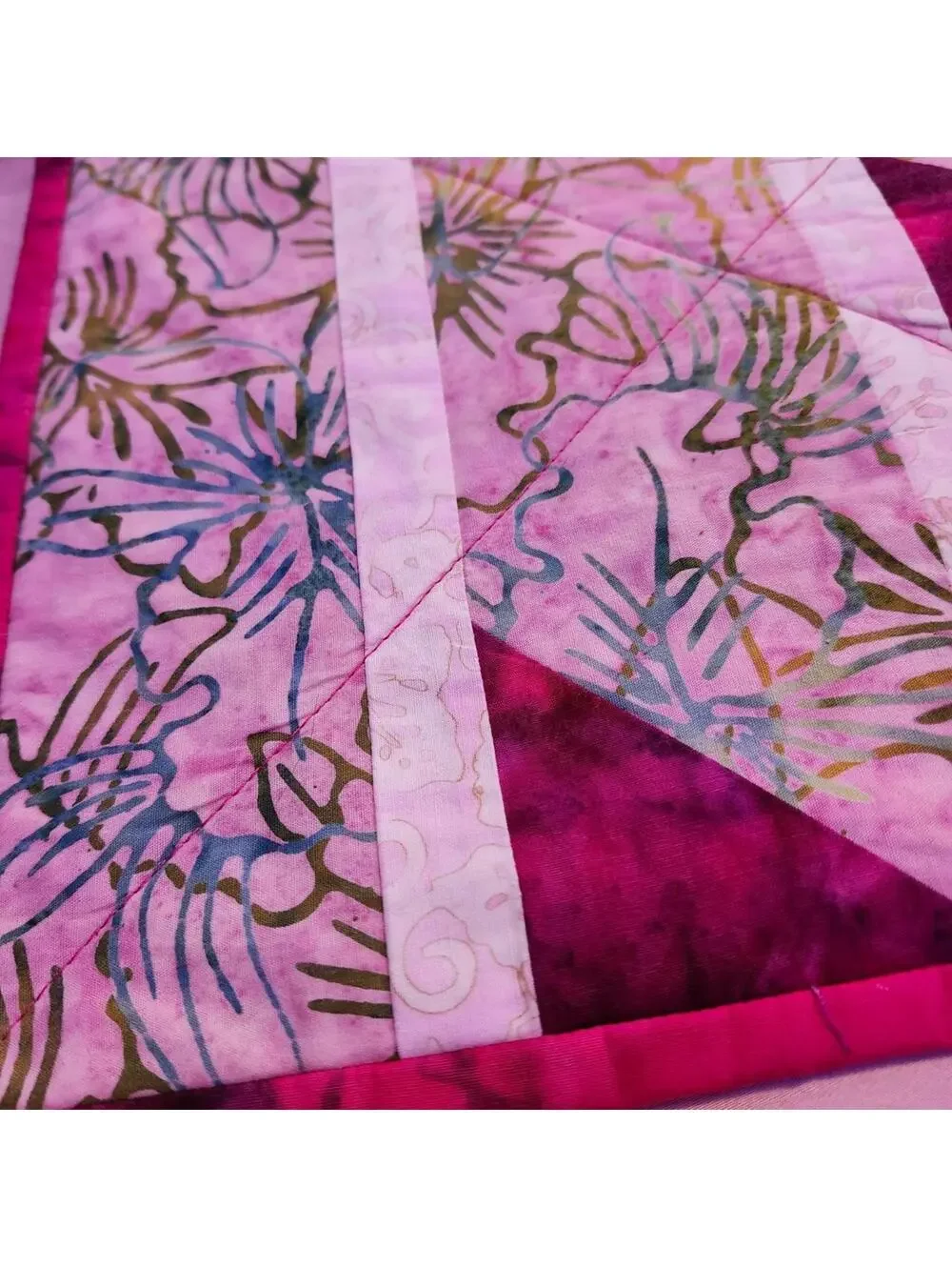 Colorful Patchwork Quilt with Dog Silhouette 21 x 24 Inch